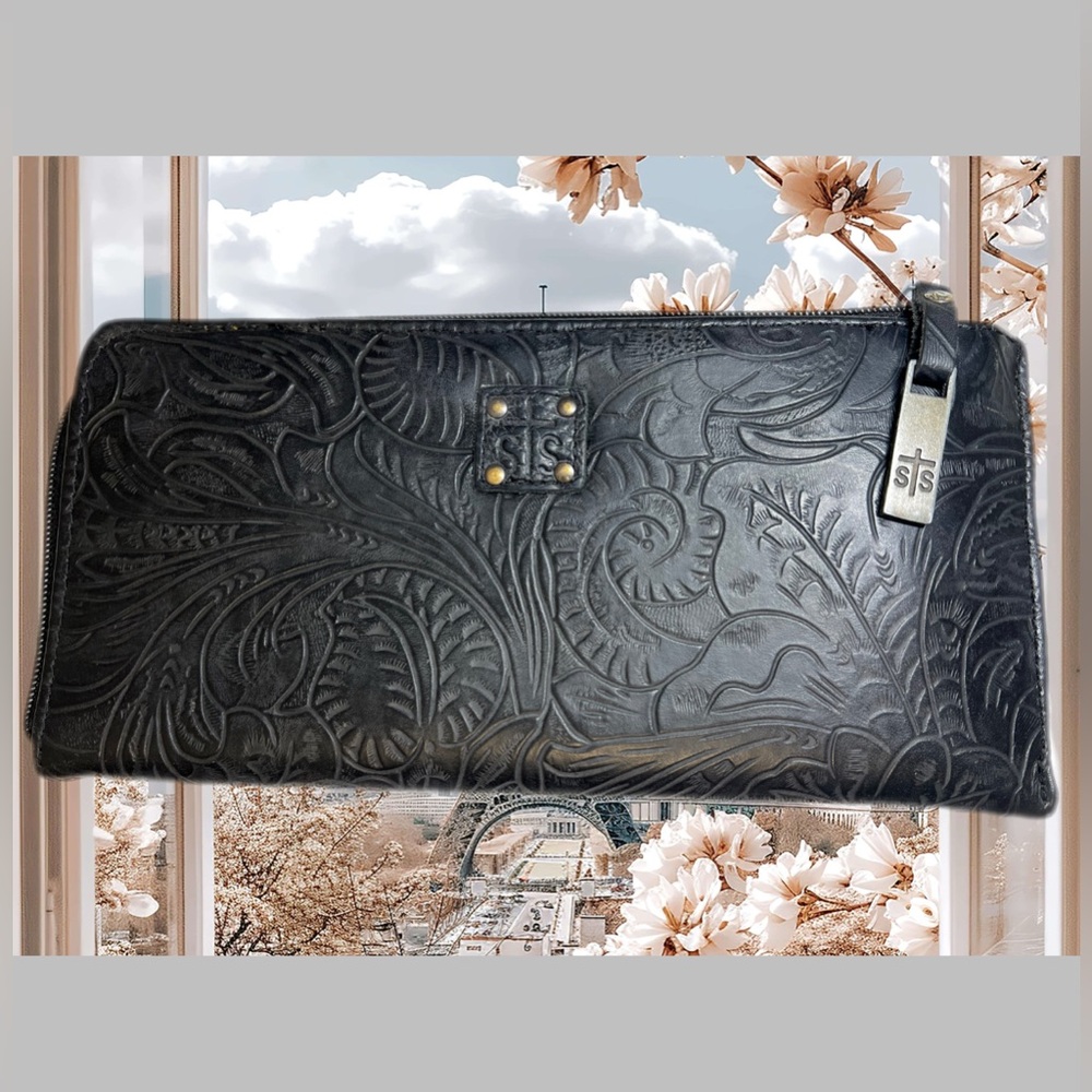 STS Ranchwear Black Embossed Clutch